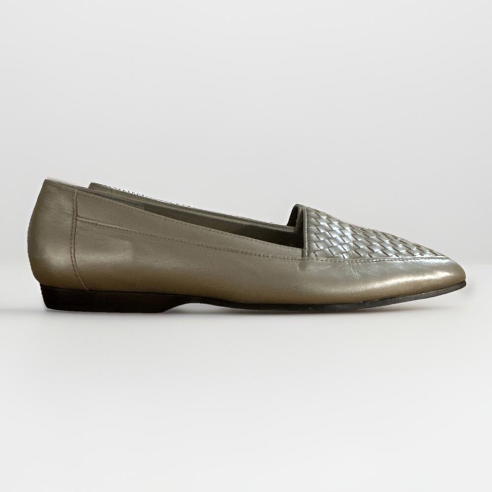 Enzo Angiolini Natalie Silver Basket Weave Loafers - Womens 8 N